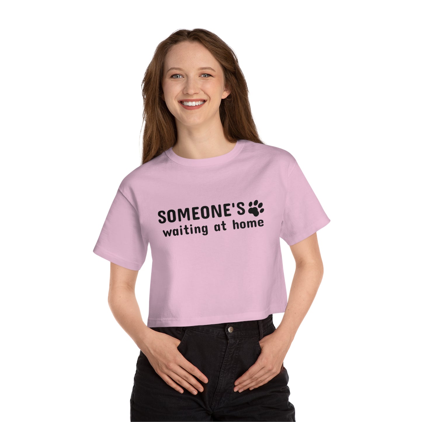 Champion Women's Heritage Cropped T-Shirt Someone’s Waiting at Home