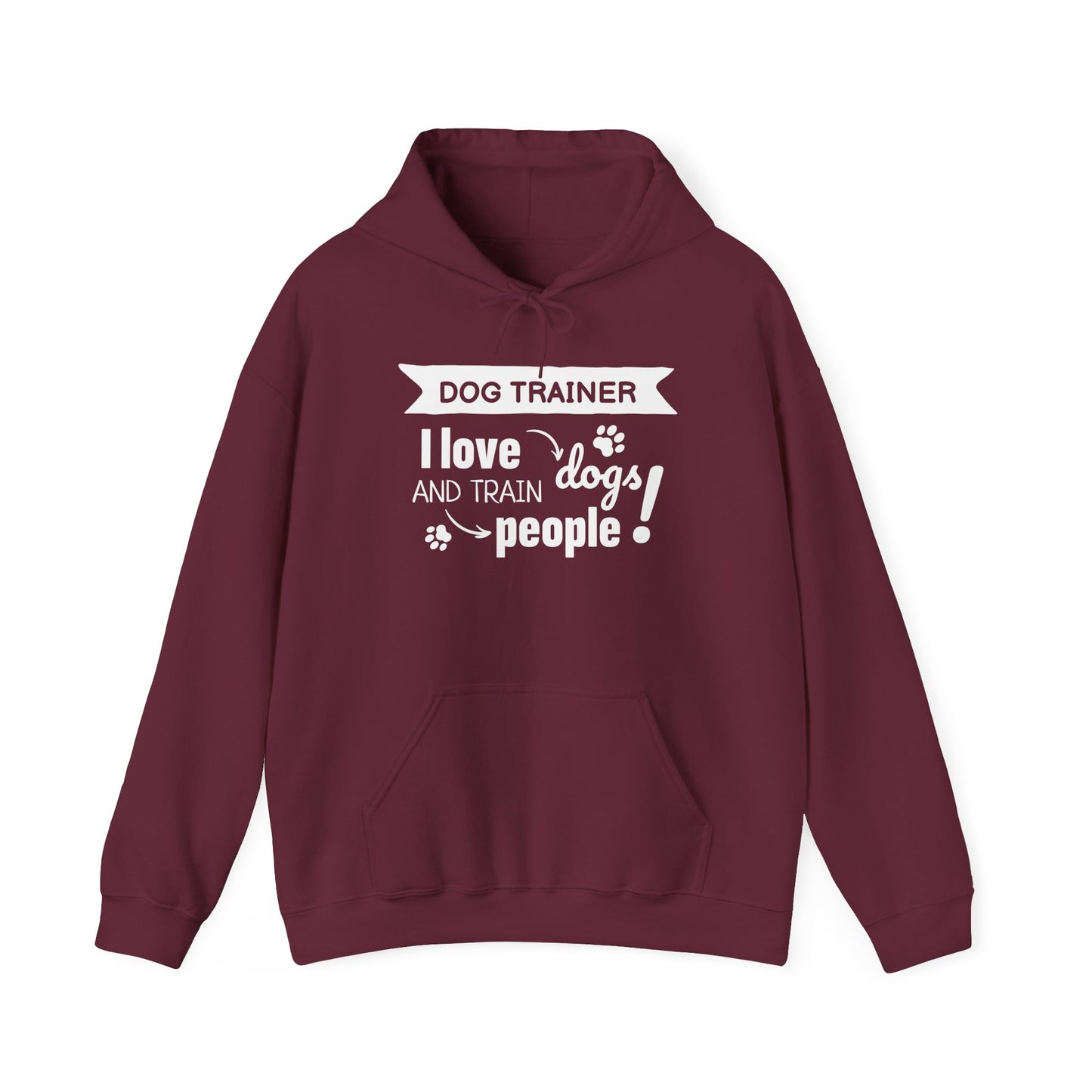 Maroon hoodie with white text on a white background