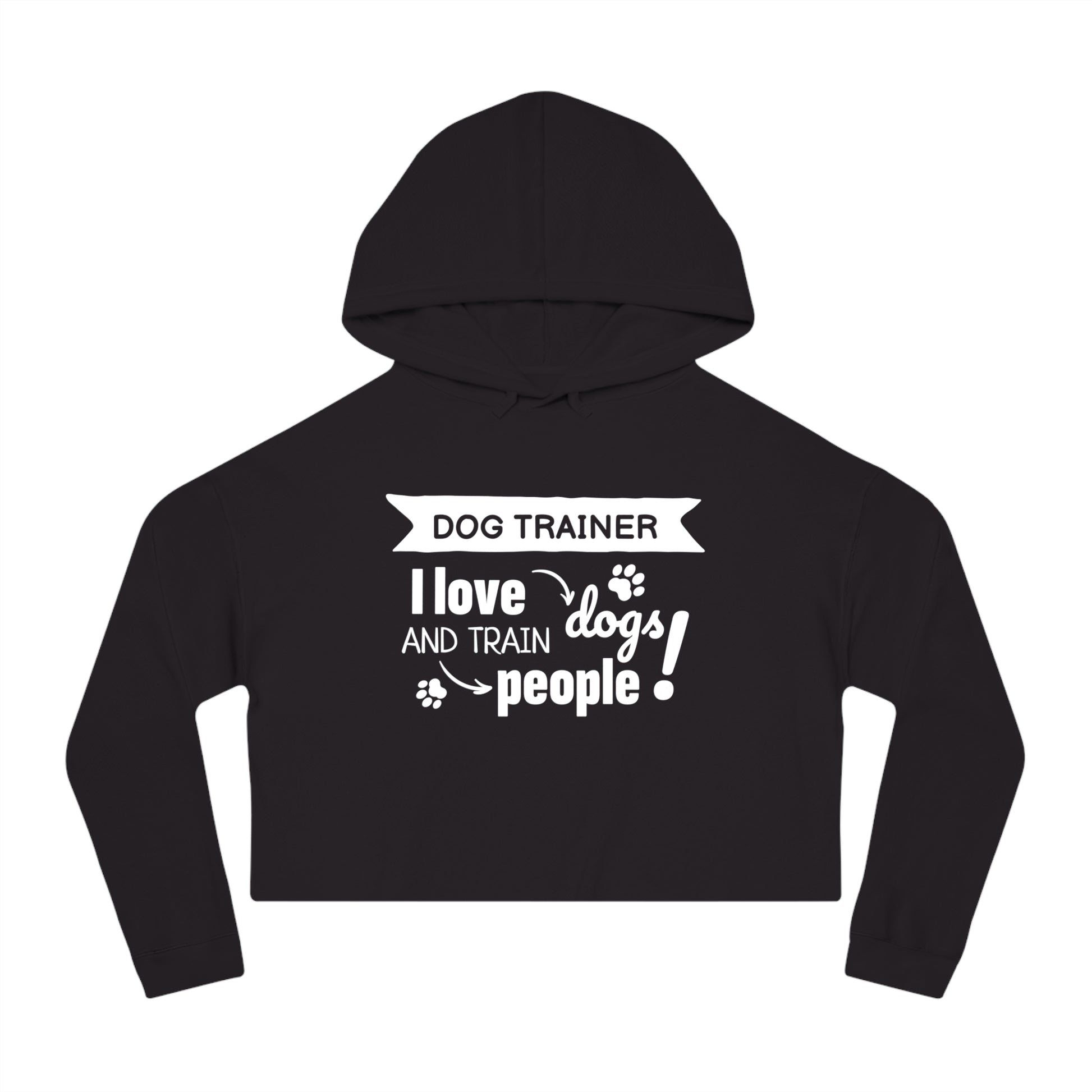 Black hoodie with white text on a white background
