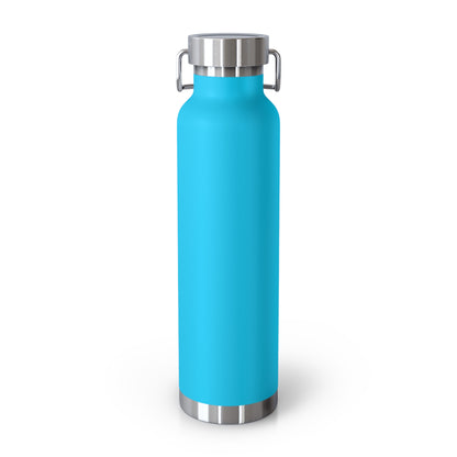 Turquoise water bottle with silver cap on a white background