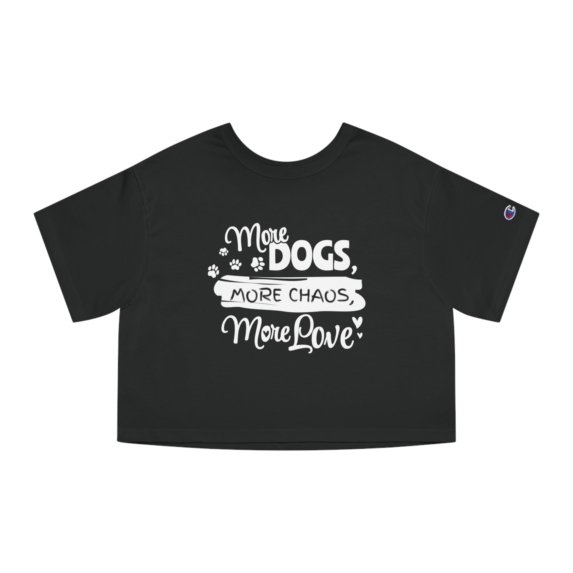 Black t-shirt with white text and graphics on a white background