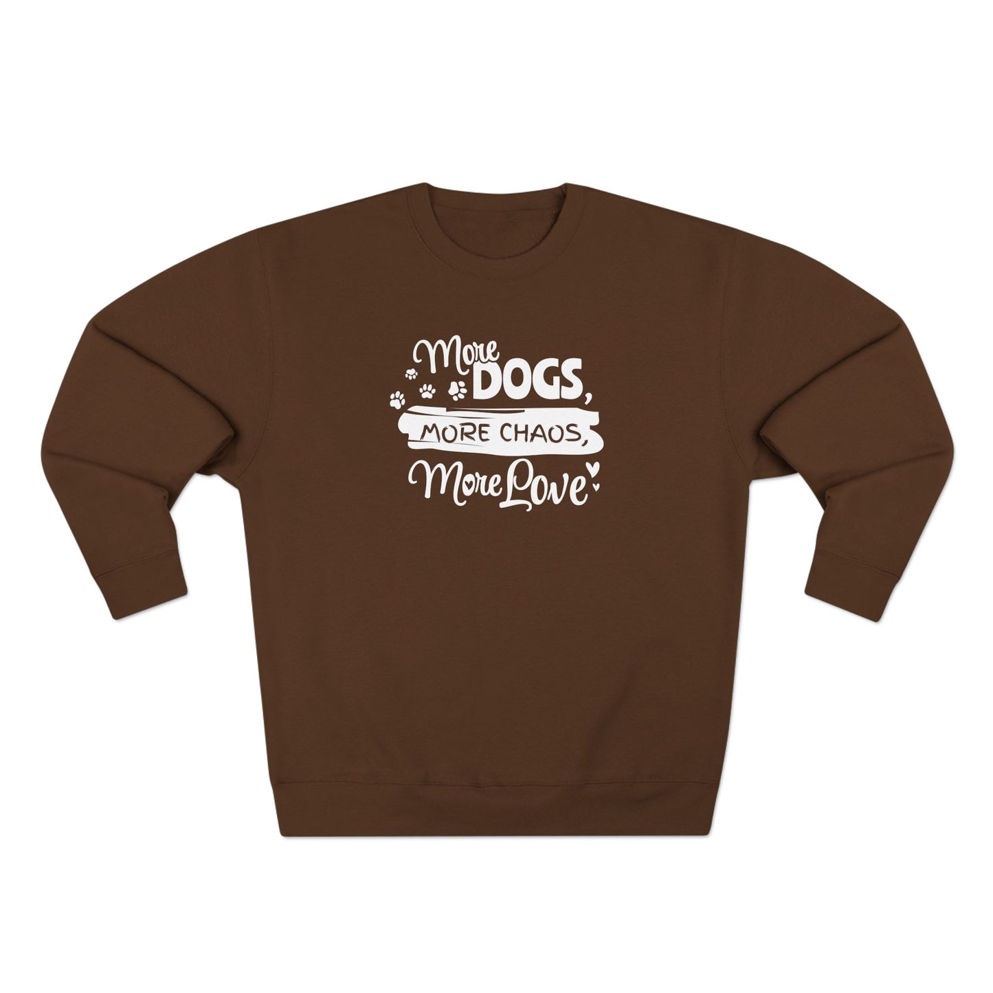 Brown sweatshirt with white text on a white background