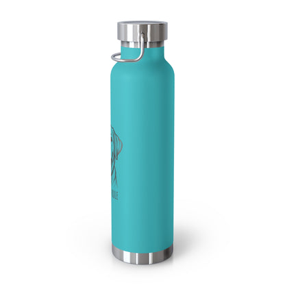 Turquoise water bottle with silver lid on a white background
