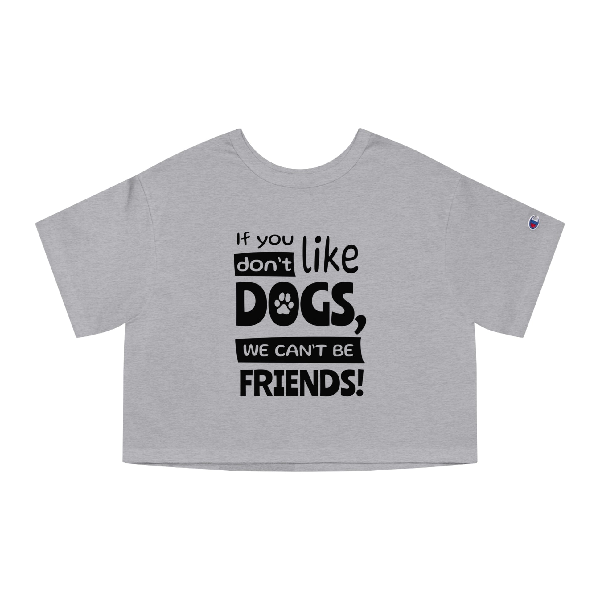 Gray t-shirt with black text on a white background