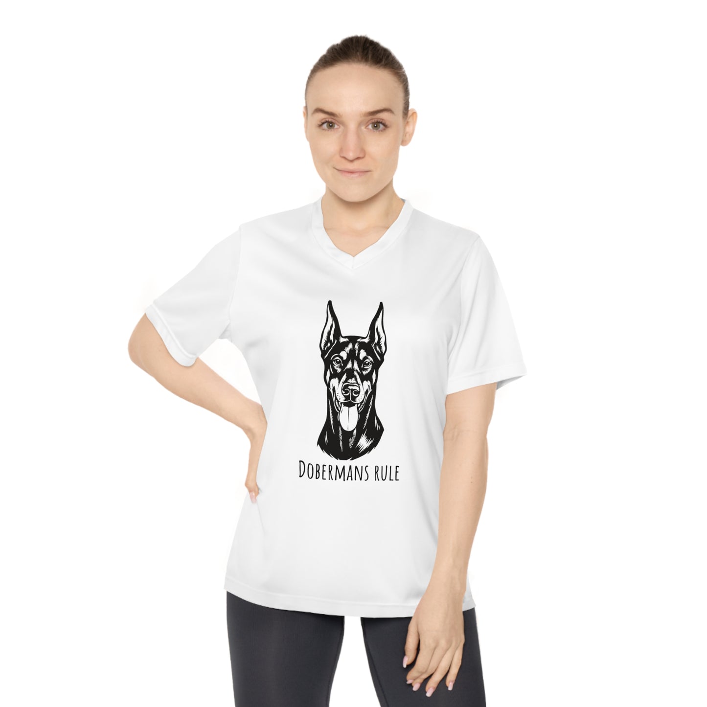 Women's Performance V-Neck T-Shirt Dobermans Rule