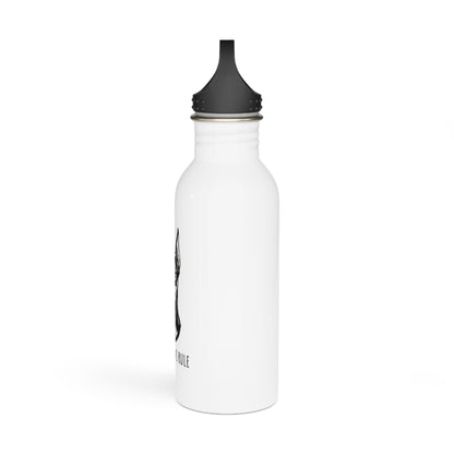 White water bottle with black cap on a white background