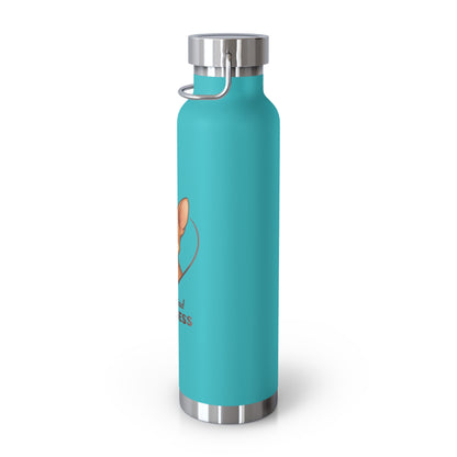 Teal water bottle with silver cap on a white background