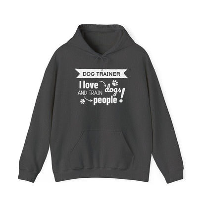 Dark gray hoodie with white text on a white background
