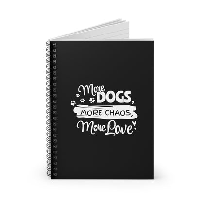 Black notebook with white text and paw prints on a white background