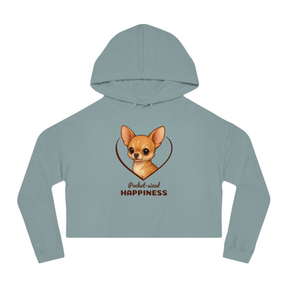 Light blue hoodie with a dog graphic and text on a white background