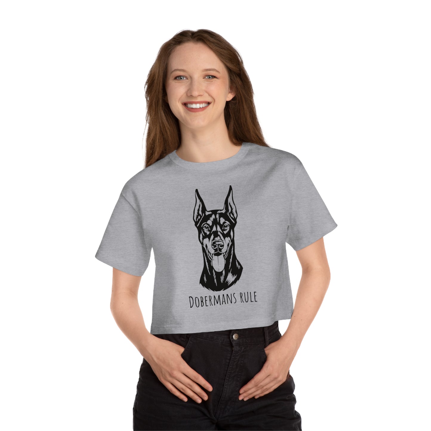 Champion Women's Heritage Cropped T-Shirt Dobermans Rule