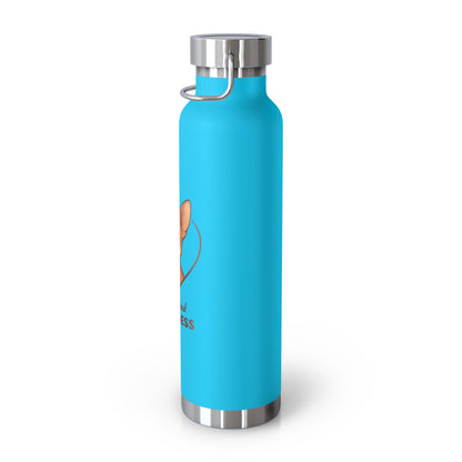 Blue water bottle with silver lid on a white background