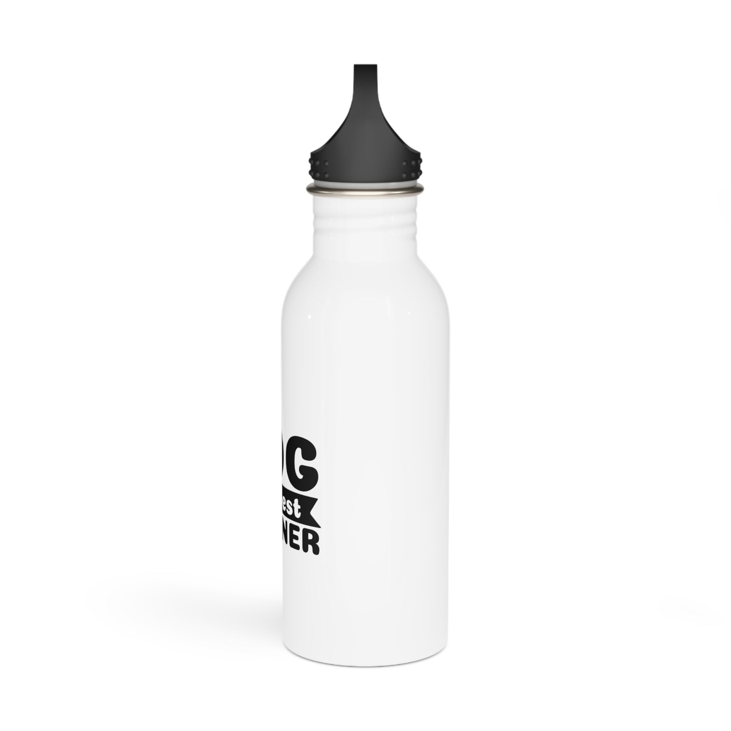 White water bottle with black cap on a white background