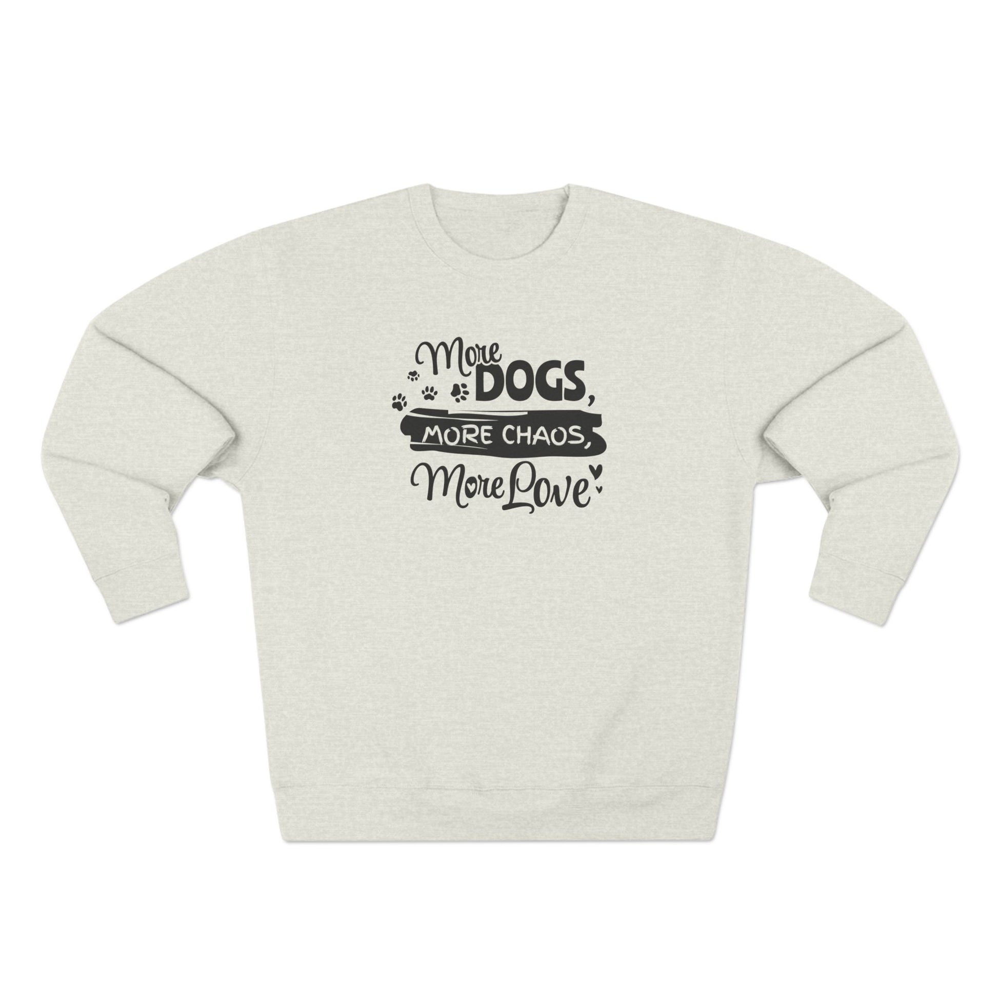 Light gray sweatshirt with black text on a white background