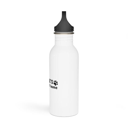 White water bottle with black cap on a white background