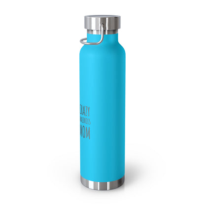 Blue water bottle with silver lid on a white background
