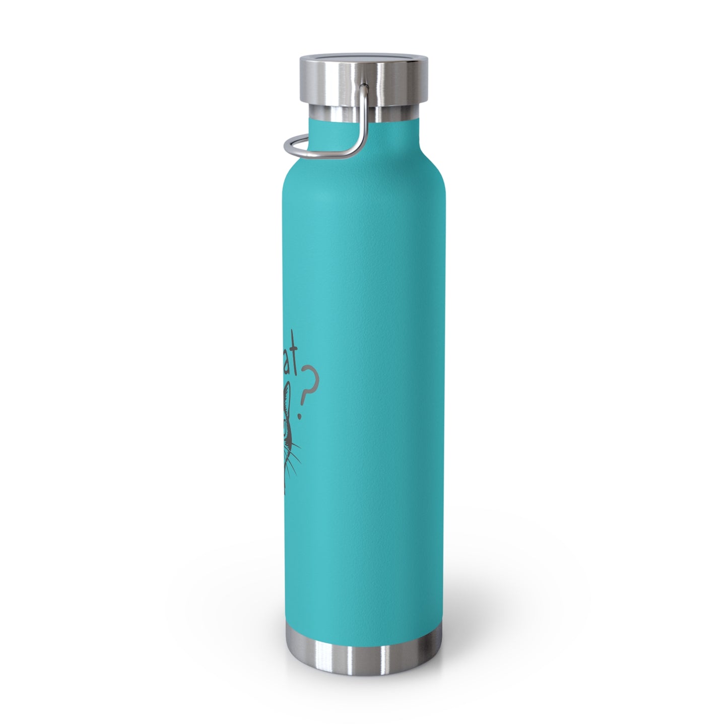 Turquoise water bottle with silver cap on a white background
