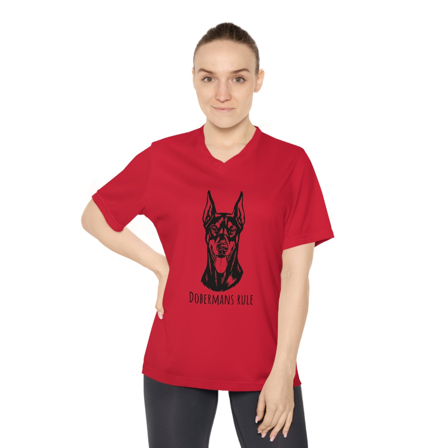 Women's Performance V-Neck T-Shirt Dobermans Rule