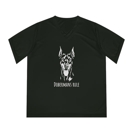 Women's Performance V-Neck T-Shirt Dobermans Rule