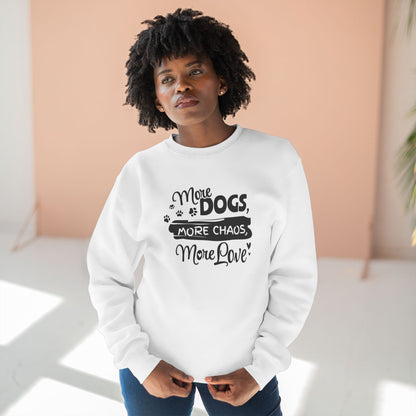 Person wearing a white sweatshirt with text in a casual setting