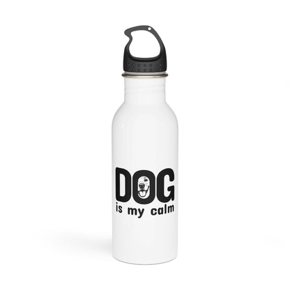 White water bottle with 'DOG is my calm' text on a white background