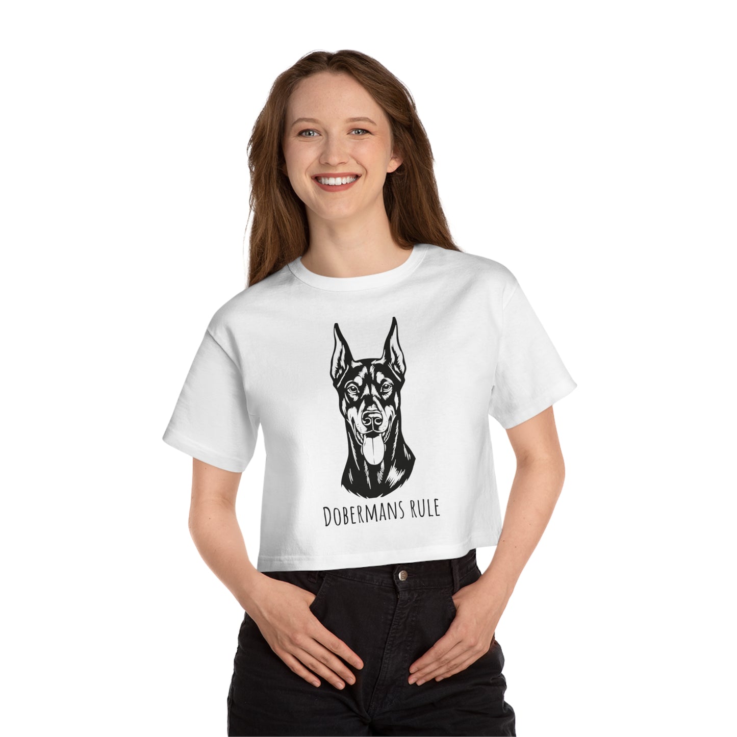 Champion Women's Heritage Cropped T-Shirt Dobermans Rule