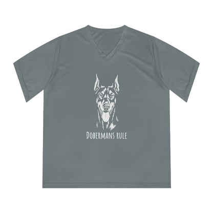 Women's Performance V-Neck T-Shirt Dobermans Rule