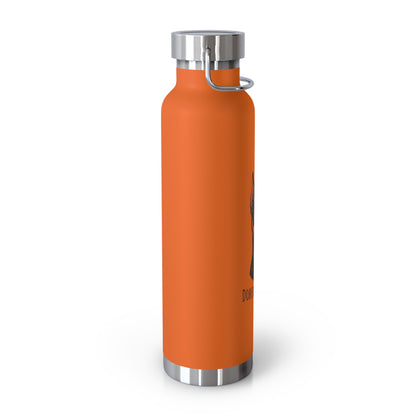 Orange water bottle with silver cap and base on a white background