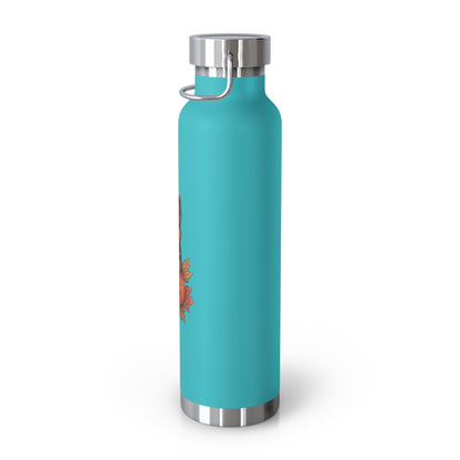 Turquoise water bottle with silver cap on a white background