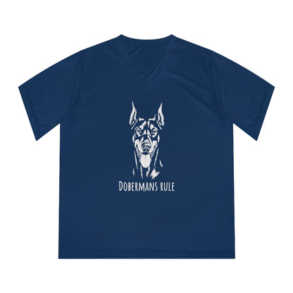 Women's Performance V-Neck T-Shirt Dobermans Rule