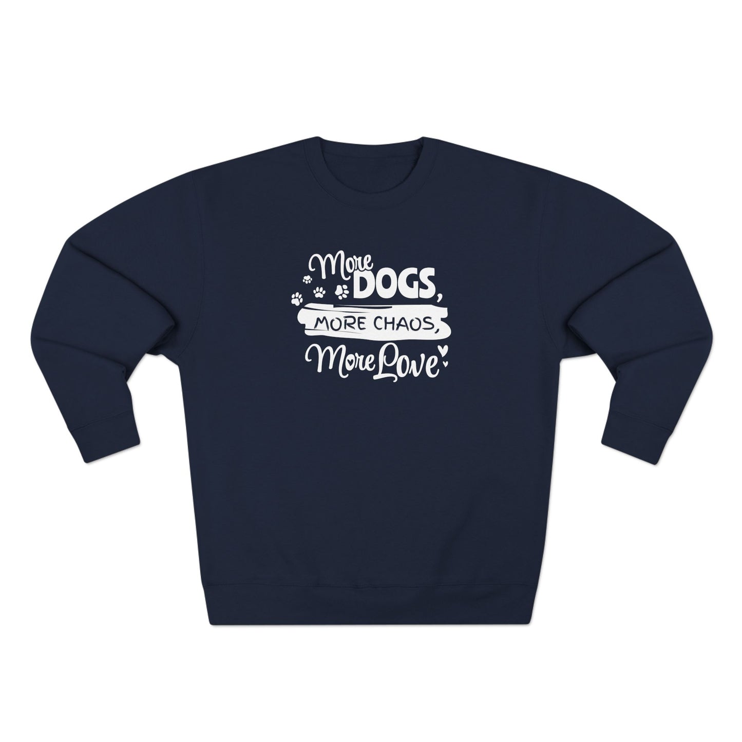 Navy blue sweatshirt with white text on a white background