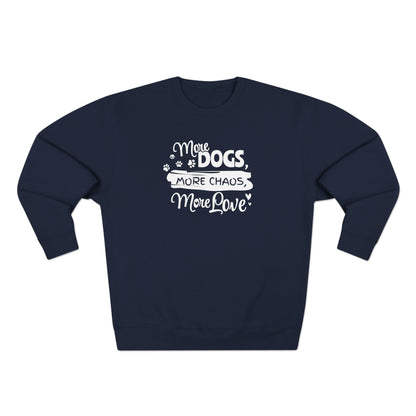 Navy blue sweatshirt with white text on a white background
