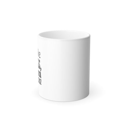 White mug with a logo on a white background