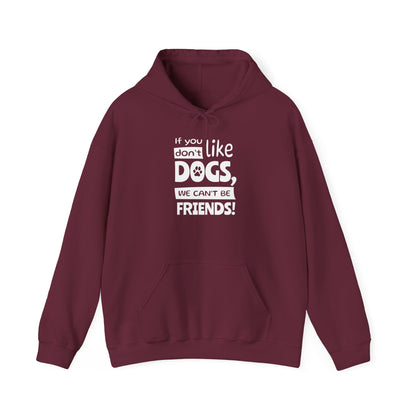 Maroon hoodie with white text on a white background