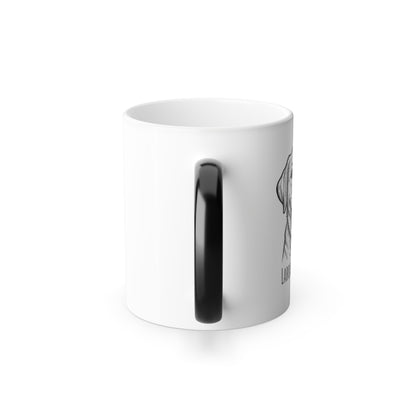 White mug with black handle on a white background