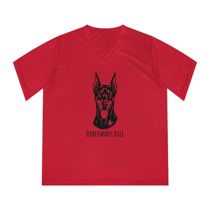 Women's Performance V-Neck T-Shirt Dobermans Rule