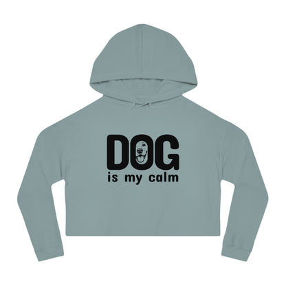 Light blue hoodie with 'DOG is my calm' text on a white background