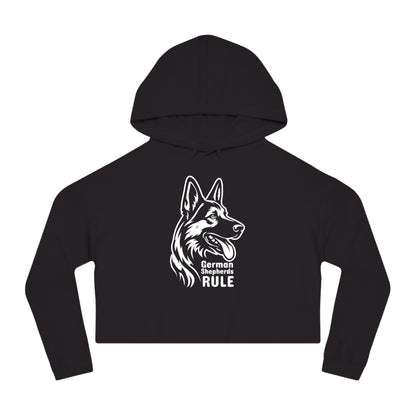 Black cropped hoodie with a German Shepherd design and 'German Shepherds Rule' text on a white background