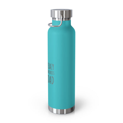 Turquoise water bottle with silver cap on a white background