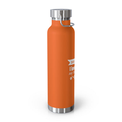 Orange water bottle with silver cap on a white background