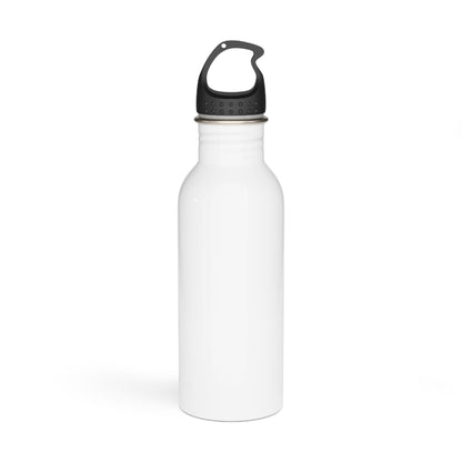 White water bottle with a black cap on a white background