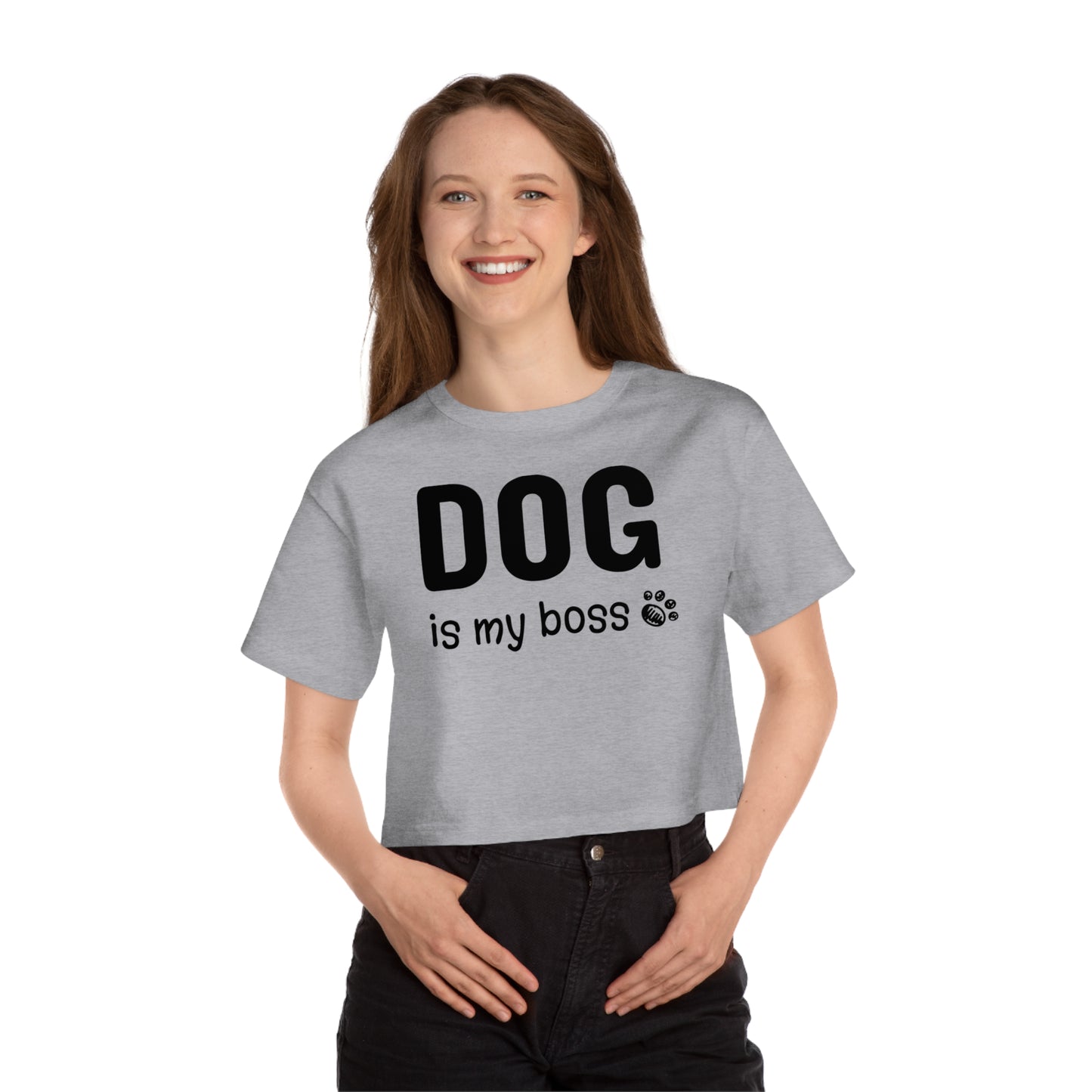 Champion Women's Heritage Cropped T-Shirt Dog is My Boss