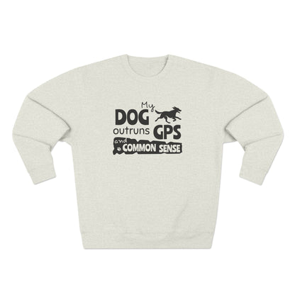 Light gray sweatshirt with text and graphic on a white background