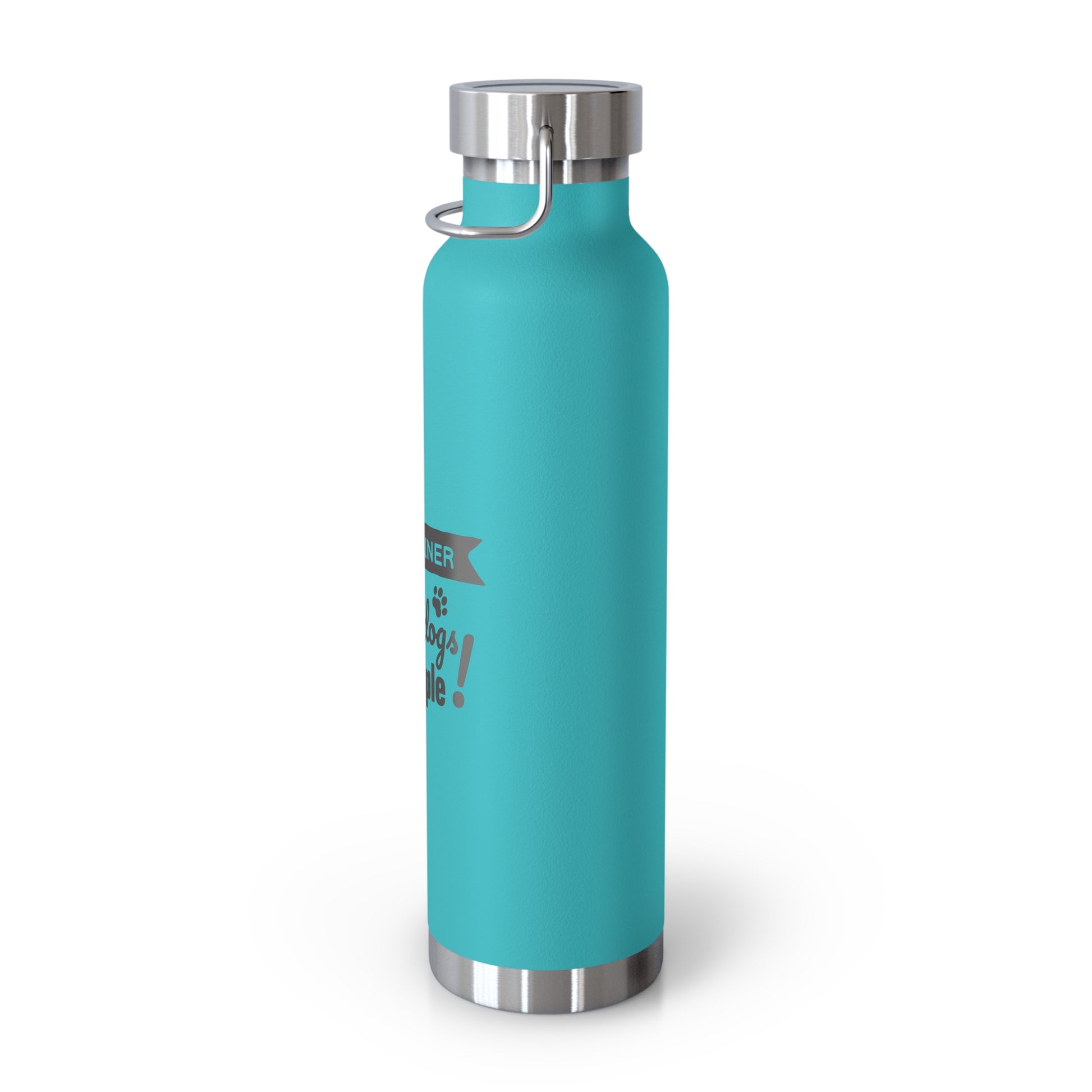Turquoise water bottle with silver lid on a white background