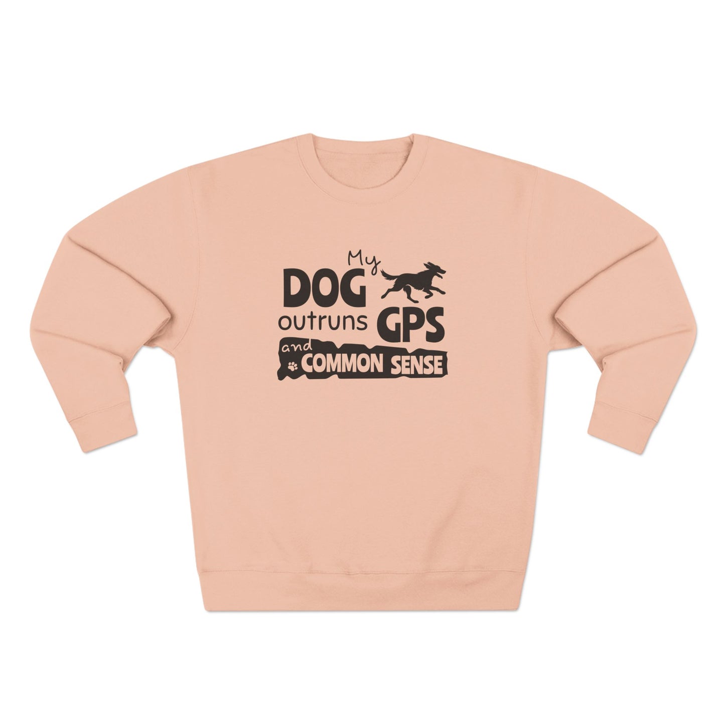Pink sweatshirt with text and graphic on a white background