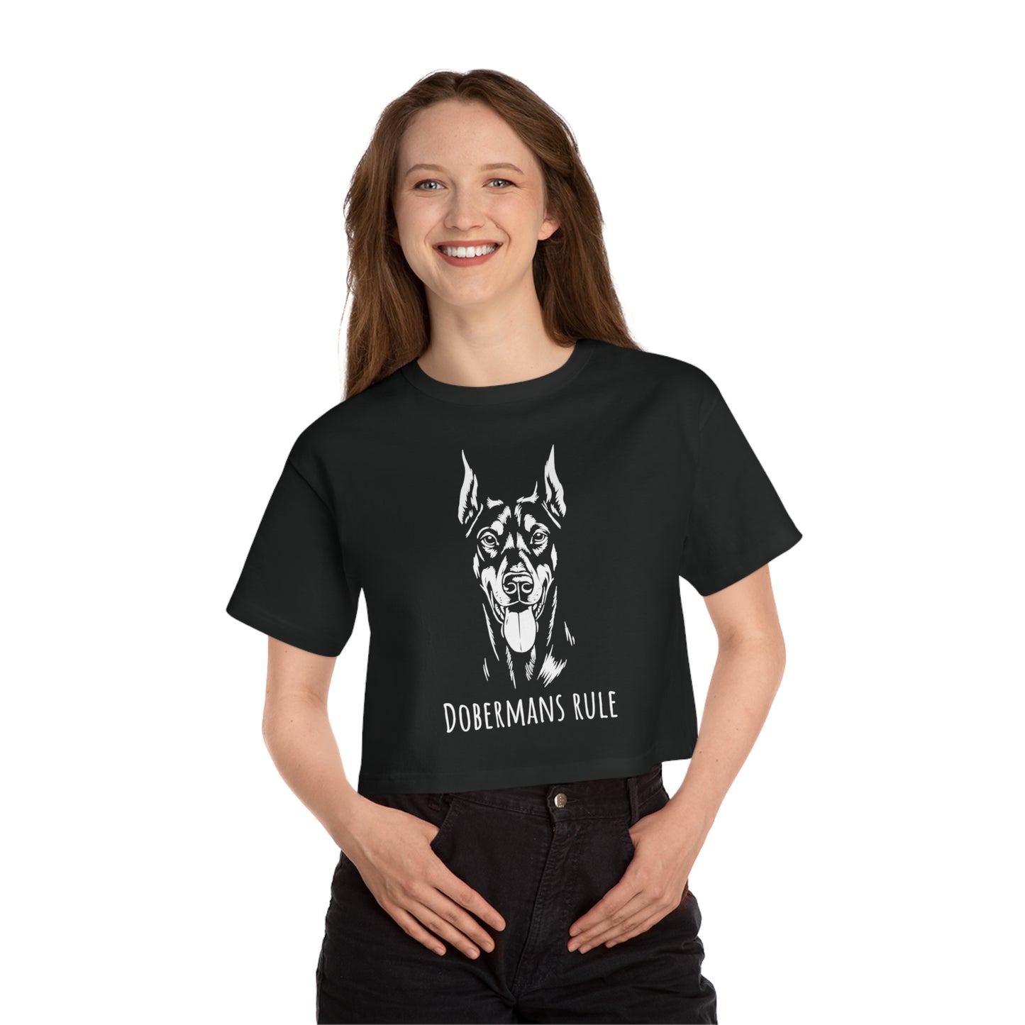 Champion Women's Heritage Cropped T-Shirt Dobermans Rule