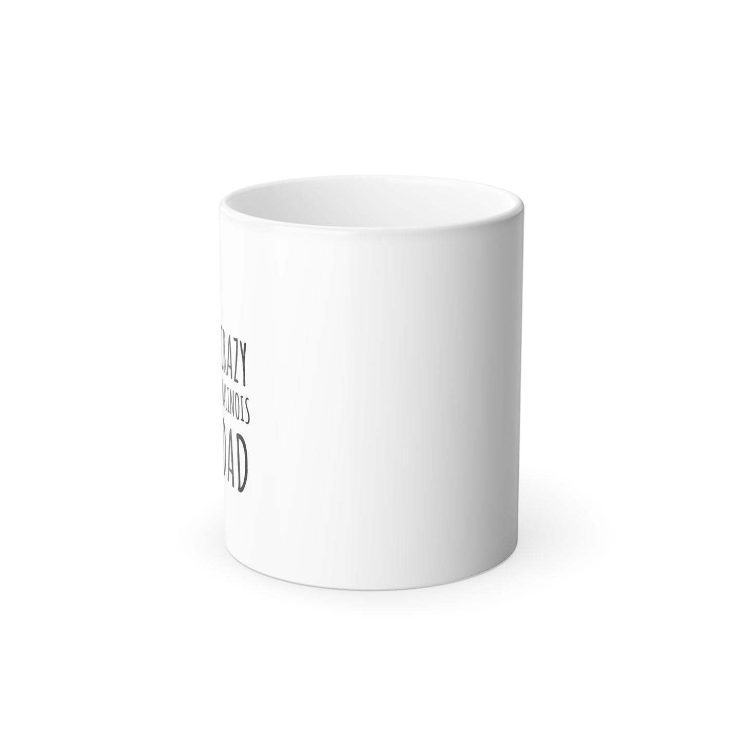 White mug with text on a white background