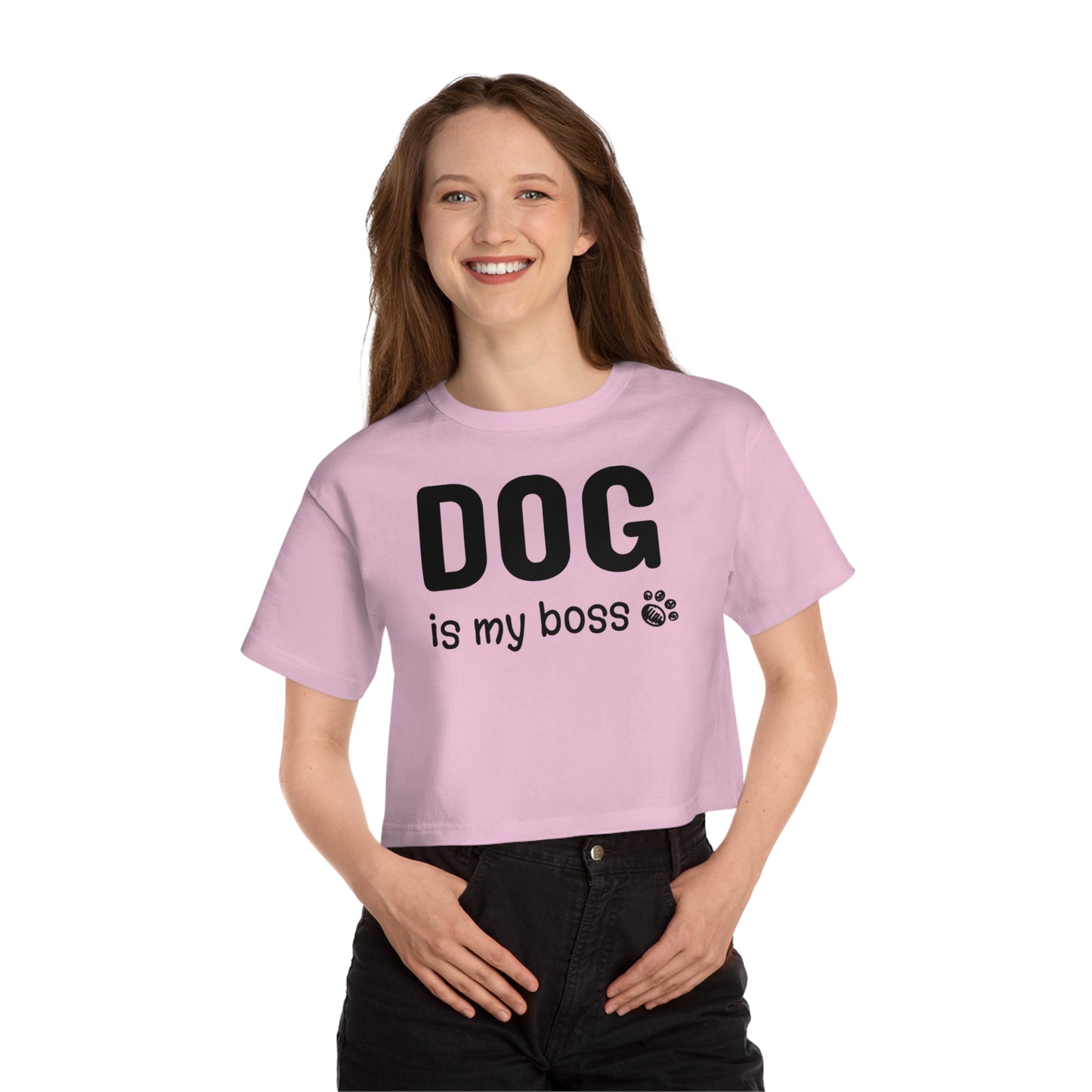 Champion Women's Heritage Cropped T-Shirt Dog is My Boss