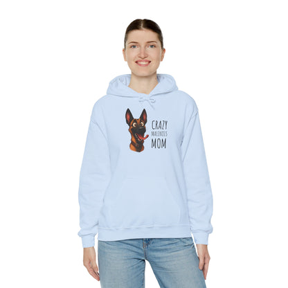 Person wearing a light blue hoodie with a dog graphic and text on a white background