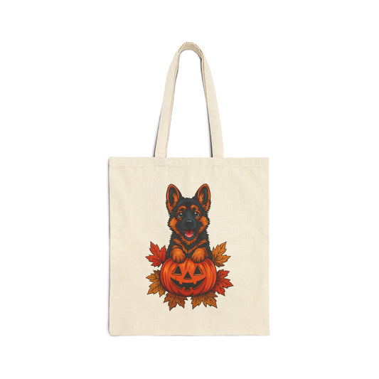 cotton canvas tote bag Halloween German Shepherd